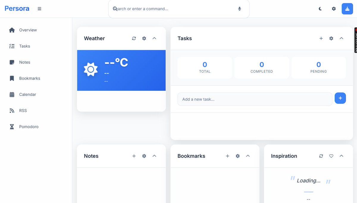 KsTiana1's tweet image. Day 3 of building &quot;Persora&quot; 
A personal dashboard web app – built with just HTML, CSS &amp;amp; JavaScript.

It’s installable, offline-ready (PWA) &amp;amp; fully responsive (280px – ultrawide).
Still a work in progress, but I’d love to hear your thoughts so far ✨

#FrontendDev #BuildInPublic