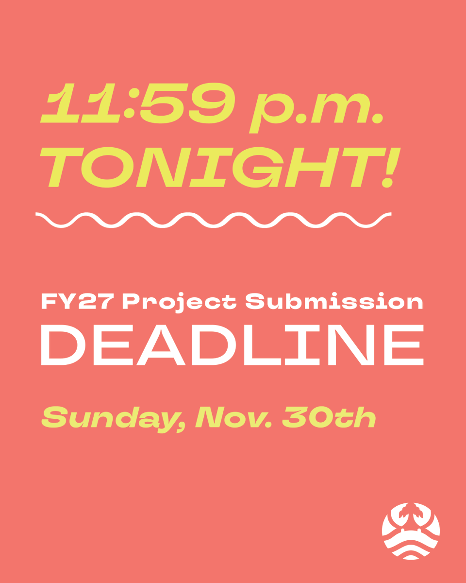 Haven’t submitted a project proposal for our FY27 funding yet? There’s still time, but the solicitation closes TONIGHT, November 30th at 11:59 p.m. CST. 

For more information about submitting, visit: bit.ly/4pRM8b7