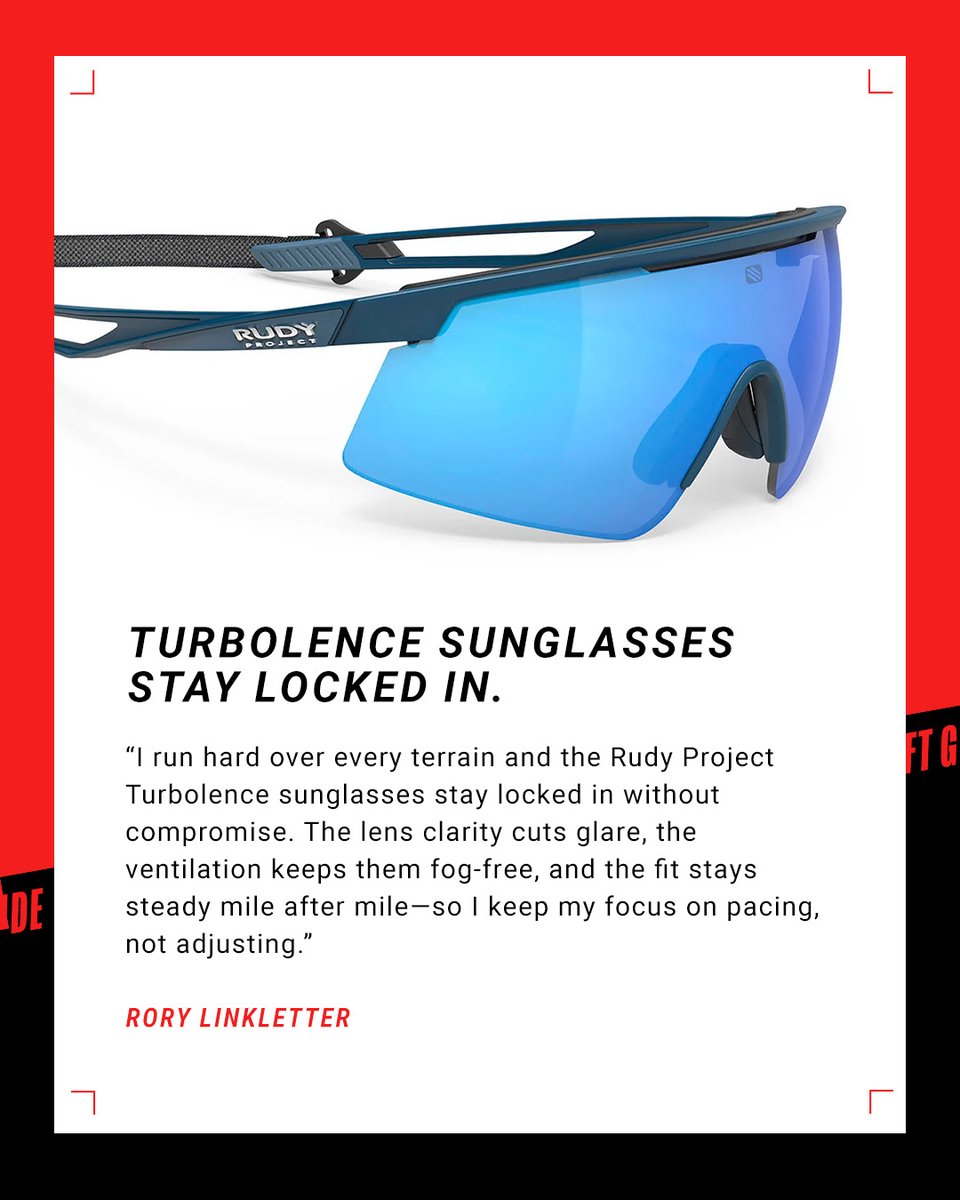 RudyProjectNA's tweet image. Rory Linkletter’s choice for tough terrain: Turbolence. “The lens cuts glare, the ventilation keeps them fog-free, and the fit stays steady mile after mile.” Gift gear made for endurance, shop the FINAL DAY of our Black Friday Sale 👉 rudyprojectna.com 🏃: @ThePapaLinks