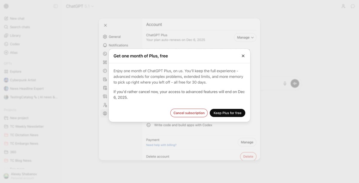 free plus month modal
