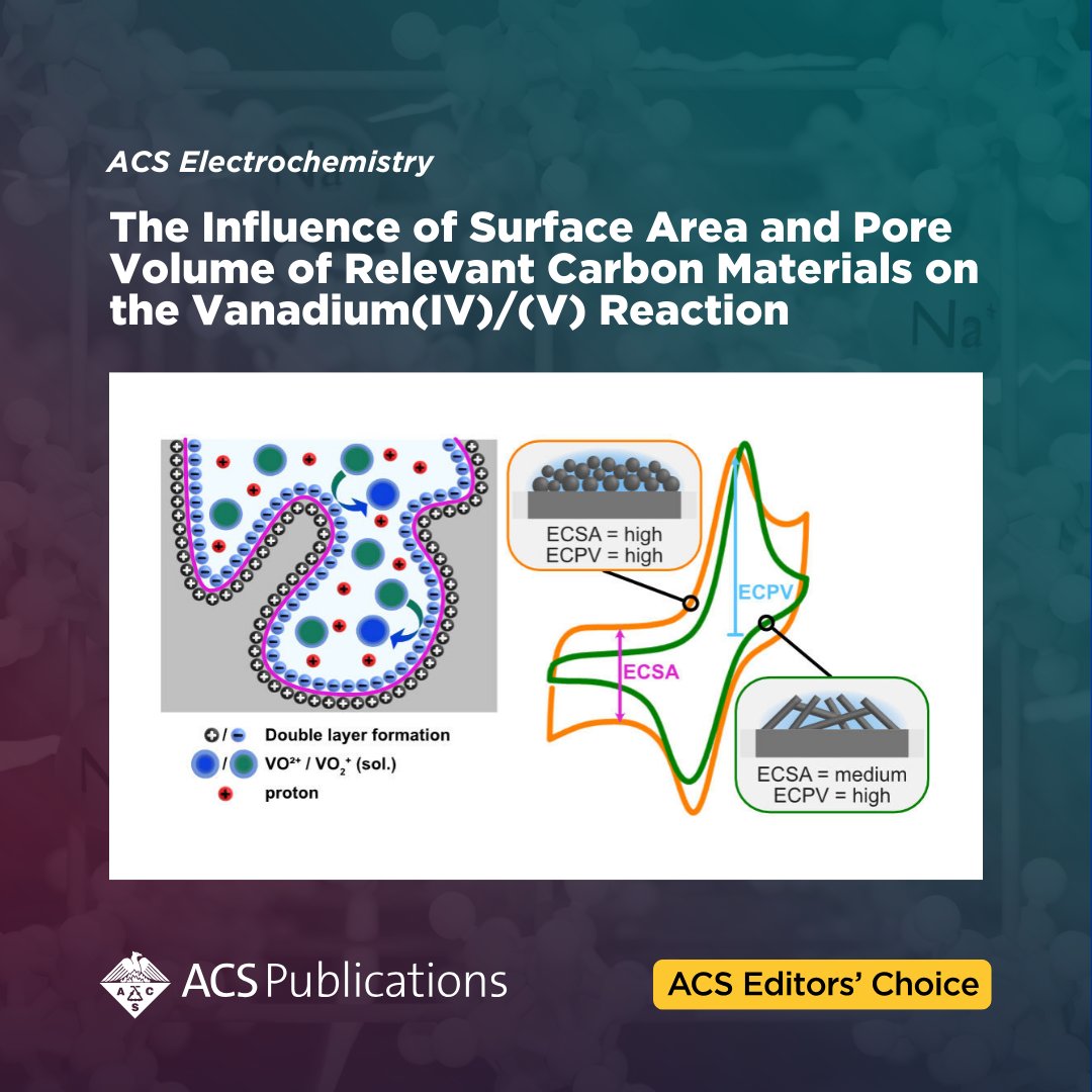 ACSPublications's tweet image. &apos;The Influence of Surface Area and Pore Volume of Relevant Carbon Materials on the Vanadium(IV)/(V) Reaction&apos; from ACS Electrochemistry is an open access #ACSEditorsChoice.

📖 Read the article: go.acs.org/dvc