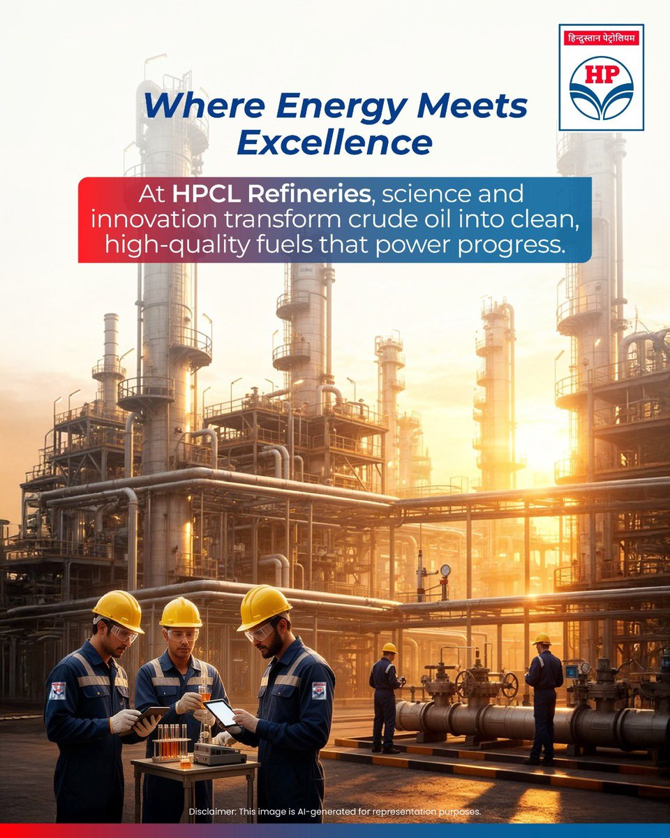 hpcl_Siliguri's tweet image. @HPCL Refineries — every drop refined with precision, innovation and world-class expertise.
With advanced processes and dedicated people, we deliver cleaner, stronger and reliable energy for India.

Proudly powering progress.

#HPCL #RefiningExcellence #DeliveringHappiness