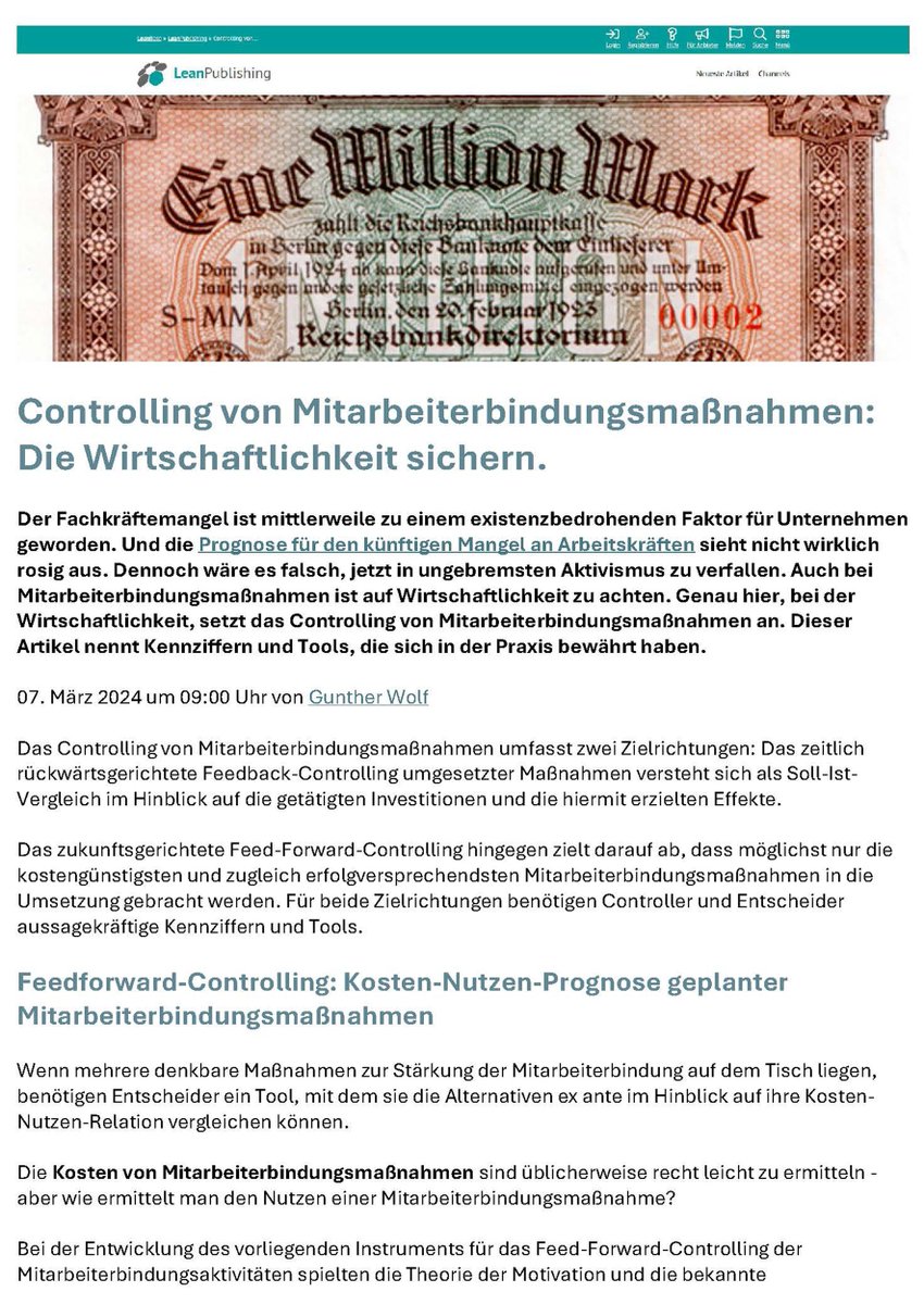 GuntherWolf's tweet image. #Controlling von #Mitarbeiterbindungsmaßnahmen: Die Wirtschaftlichkeit sichern. Ich nenne euch Kennziffern und Tools, die sich in der Praxis bewährt haben. Kostenlos zum Download auf bindung-mitarbeiter . de bei &amp;gt; Literatur &amp;gt; Fachartikel