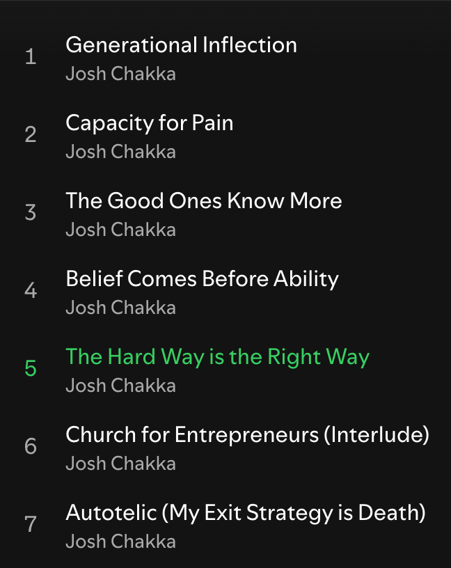 joshchakka's tweet photo. Album #9 is live

Based on @FoundersPodcast by @davidsenra  

"Church for Entrepreneurs" got me through some tough times

And inspired the "Hymns for Entrepreneurs" I'm making today

Listen to it here:

https://t.co/Zy6Wnkd293 https://t.co/LHnDr5XYtc