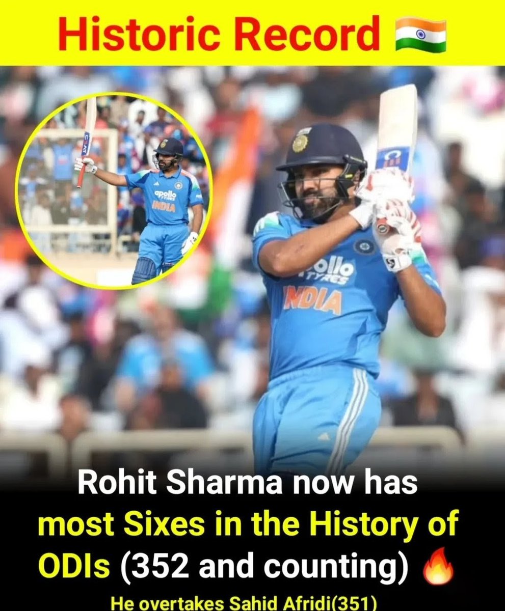 Nikhil_Siingh's tweet image. ऐतिहासिक रिकॉर्ड! 🇮🇳🔥
वनडे क्रिकेट में सबसे ज़्यादा छक्कों का नया इतिहास लिख दिया गया है!
रोहित शर्मा ने 352+ छक्कों के साथ नया मुकाम हासिल किया है।
यह सिर्फ एक रिकॉर्ड नहीं, क्रिकेट की किताब में नया अध्याय है! 💥🏏 🇮🇳
#RohitSharma  #Hitman #INDvsSA