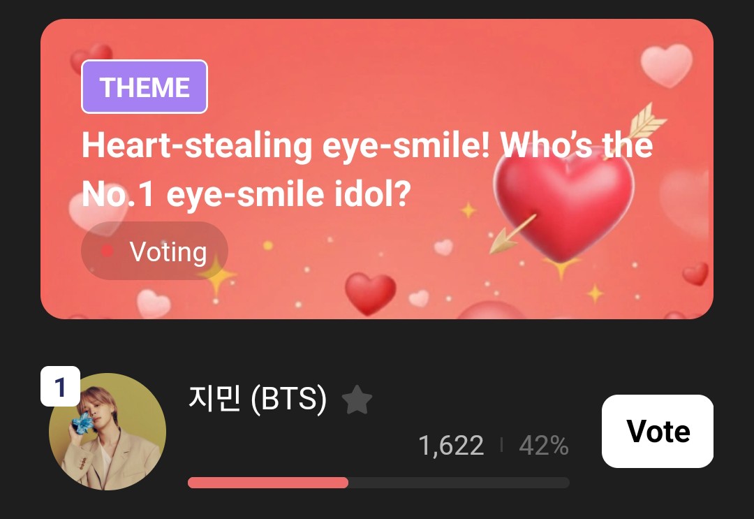 voteforpjm2's tweet image. 🗳HIGHER D_18
Heart-stealing eye smile! Who&apos;s the No.1 eye-smile Idol?
📌myhigher.chottu.link/FTbqSw

Please keep collecting Ruby and save them for the last day of voting!

1 vote  = 20 Rubies or 2 diamonds
(Unlimited voting)

🏆Winner reward
✨️ Yeongdeungpo Time Square Ad Canvas…