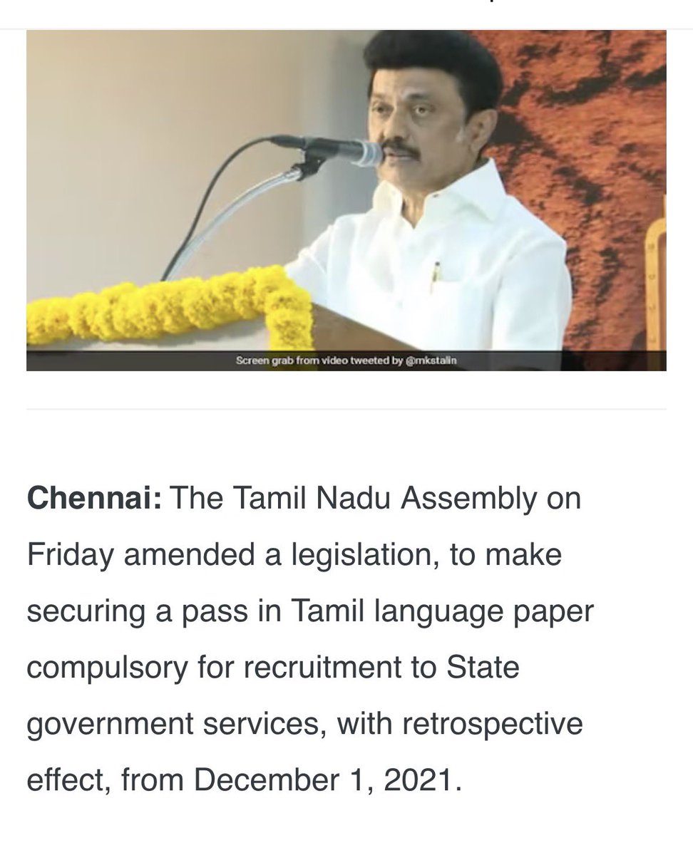 VigneshAnand_Vm's tweet image. Thanks to Sanghi Enabler @TVKVijayHQ’s propaganda secretary @arunrajkg.

In 2016, during Jaya’s regime, OPS brought a bill that anyone can join the job without knowing Tamil.

DMK amended the act in 2023 by adding a new clause that you must pass a Tamil test at the time of…