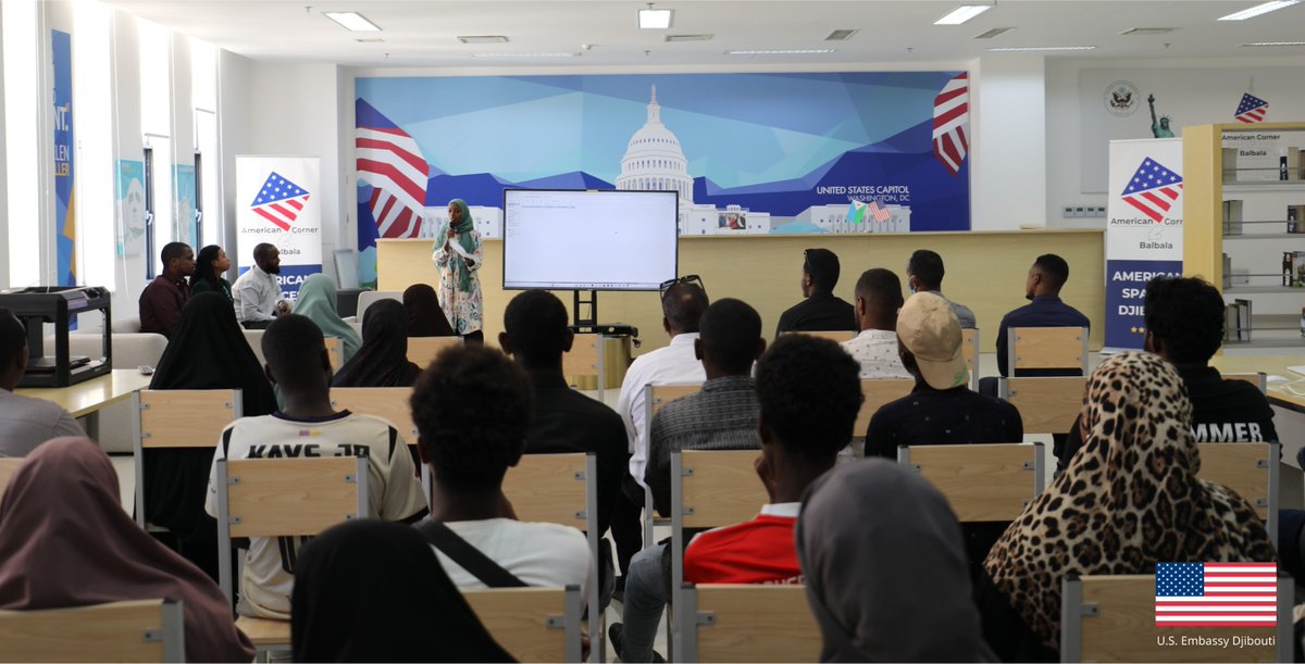 US_Emb_Djibouti's tweet photo. 🇺🇸🤝🇩🇯 IA & Entrepreneuriat : Libérer le potentiel de la jeunesse djiboutienne

Ce mercredi 26 novembre, à l’American Corner Balbala, l’Ambassade des États-Unis à Djibouti, en collaboration avec nos partenaires djiboutiens, a organisé une mini-conférence consacrée à l’impact croissant de l’Intelligence Artificielle sur l’entrepreneuriat.
🎙️ Animée par Abdifatah Youssouf Farid, ancien participant du YALI Regional Leadership Center et jeune leader engagé, aux côtés d’experts américains en technologie et en économie, la session a permis aux participants de découvrir comment l’IA transforme les modèles d’affaires, optimise la prise de décision et crée de nouvelles perspectives professionnelles pour la jeunesse djiboutienne.
💡 Les échanges ont mis en avant le rôle de l’IA comme moteur d’innovation, de compétitivité et de croissance économique durable.
Cet événement illustre l’engagement continu de l’Ambassade des États-Unis à encourager l’innovation, renforcer les compétences du futur et soutenir les jeunes entrepreneurs djiboutiens en les connectant aux technologies émergentes et aux opportunités globales.
✨ Ensemble, inspirons les entrepreneurs de demain !
@ANPC_Djibouti

🇺🇸🤝🇩🇯 AI & Entrepreneurship Mini-Conference

On Wednesday, November 26, at the American Corner Balbala, the U.S. Embassy in Djibouti — together with Djiboutian partners — hosted a mini-conference highlighting how Artificial Intelligence is transforming entrepreneurship and driving new economic opportunities.
🎙️ Led by Abdifatah Youssouf Farid, a YALI Regional Leadership Center alumnus, and supported by U.S. Embassy experts in technology and economics, the session offered participants insights into how AI can accelerate innovation, enhance decision-making, and fuel the creation of smart business solutions in Djibouti.
💡 The discussion underscored the vital role of AI in expanding access to future-focused careers and strengthening the digital economy.
This initiative reflects the U.S. Embassy’s ongoing commitment to:
• Empower Djiboutian youth
• Promote emerging technologies and tech-driven entrepreneurship
• Support sustainable economic development and innovation
✨  Innovation starts here — and the future is within reach. @ANPC_Djibouti