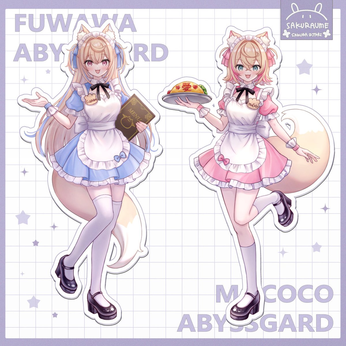 sakuraume_0u0's tweet image. 学マスとFUWAMOCOちゃん〜！
冬コミ用グッズのため立ち絵とSD多めです🌟✨🐾
#今月描いた絵を晒そう