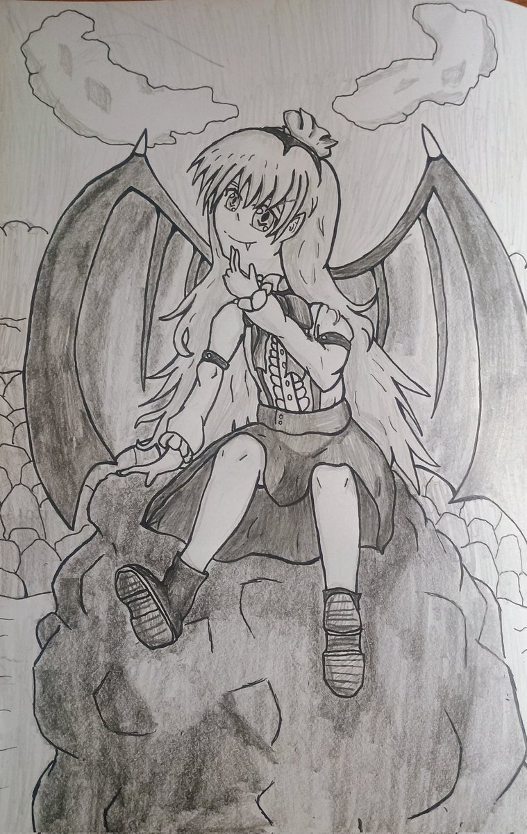 Kurumi drawing I worked on! Tried to do some background and while not perfect I got some clues how to tackle them in the future. I looked at some of my past drawings too, and while they ain't too good they always serve as a good reminder why do I even draw.
#東方Project #touhou