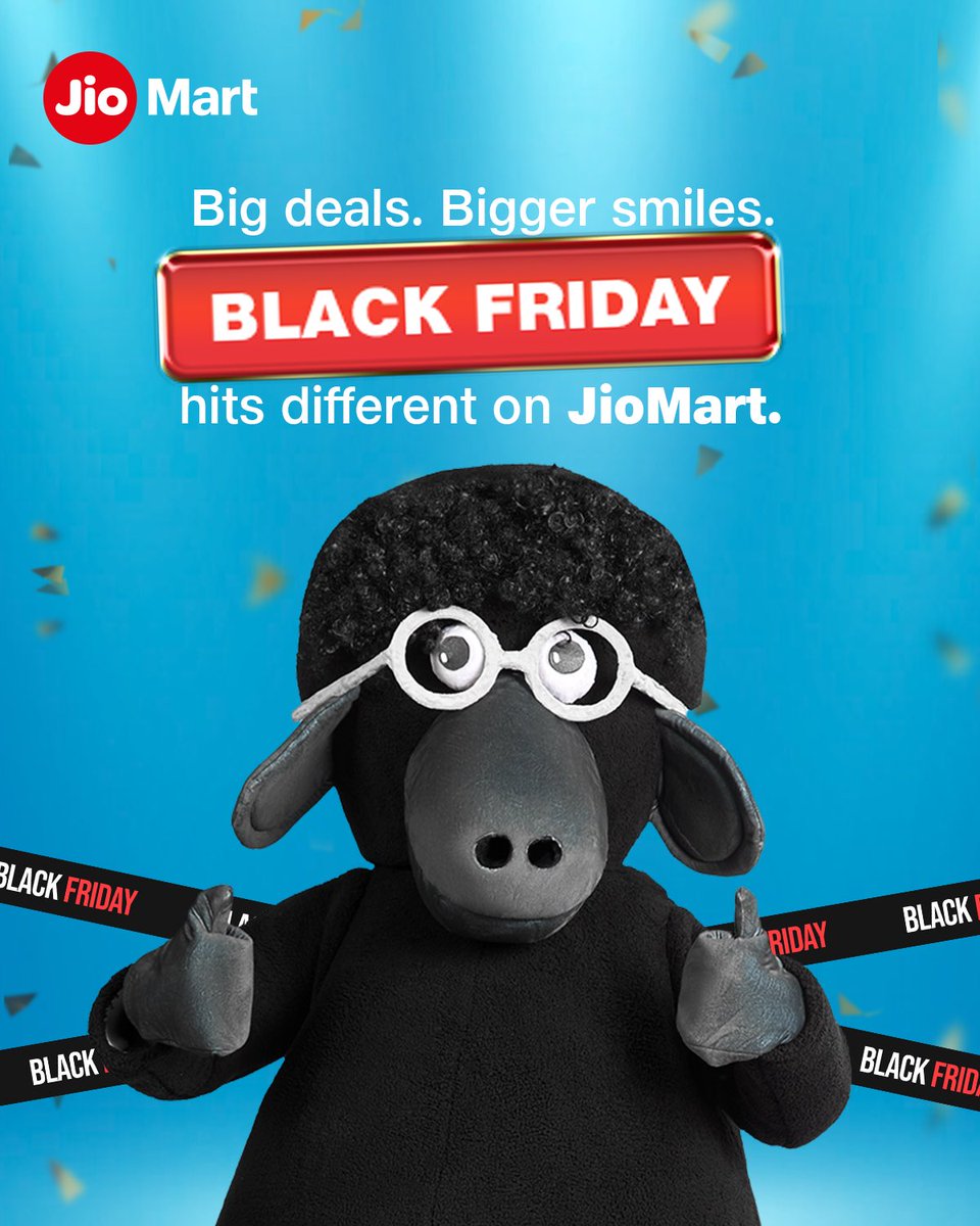 JioMart's tweet image. One sheep. One sale. One million reasons to shop.

#BlackFridaySale #BagFullOfDeals #BaaBaaBlackSheep