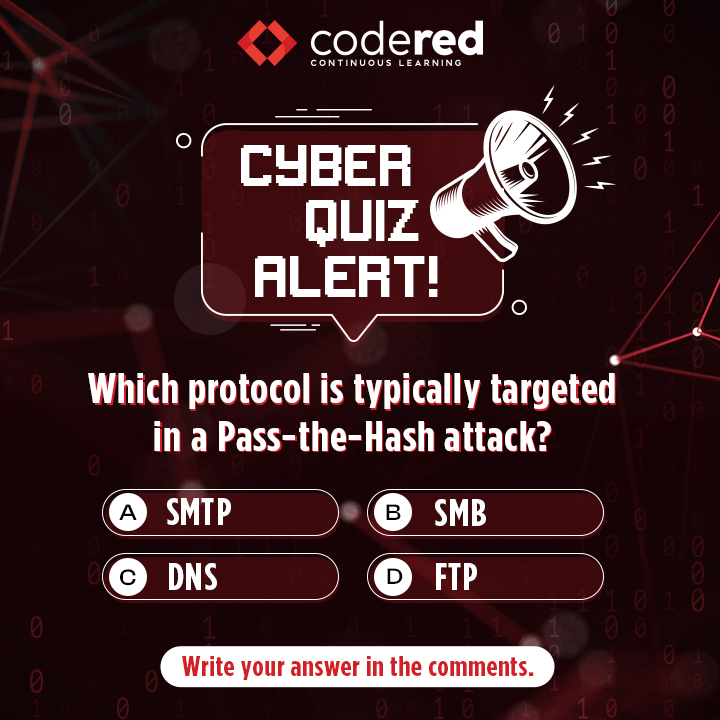 CodeRed_Pro's tweet image. 🕵️‍ Think you know your cyber protocols? Comment your answer below!
#CyberQuiz #CyberSecurity #EthicalHacking #CodeRed #CodeRedlearning