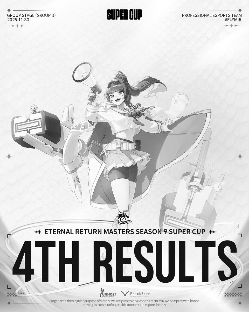 𝐑𝐄𝐒𝐔𝐋𝐓

📊 Group Stage(vs Group C) :: 4th

늦은 저녁까지 응원해주셔서 감사드립니다.

#flymir🌊 #EternalReturn