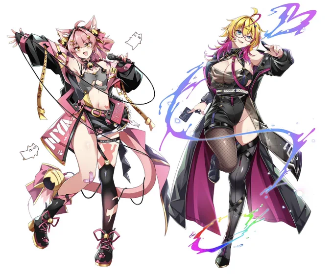 お仕事で描いたVさんのキービジュアルです。 服の原案者が同じなので並べたら映えますね 左: (服原案 ) 右: