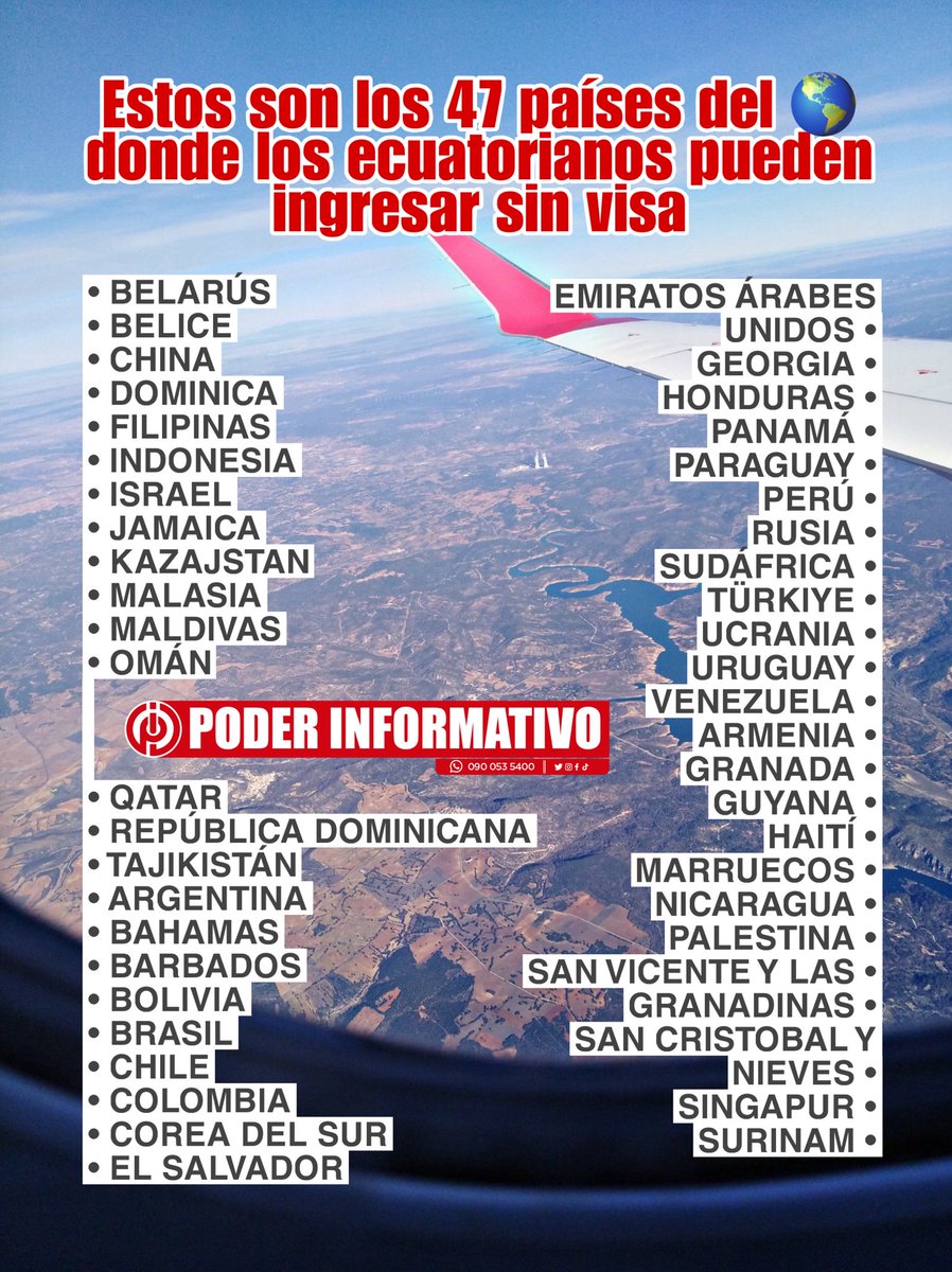 PoderInforma's tweet image. #ATENCIÓN || Este es el listado oficial de países donde los ecuatorianos pueden ingresar sin #visa