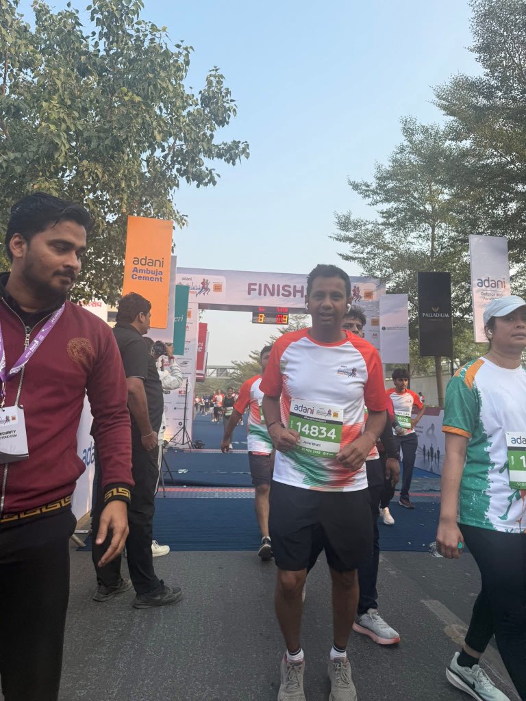 ijaivalbhatt's tweet photo. Crossed 10 km at the Adani Ahmedabad Marathon.🏃‍♂️

This run is a small tribute to the warriors who serve on the borders so we can live in peace. 🇮🇳

Next stop: Mumbai Tata Marathon… and two more challenges ahead! Pushing limits, chasing goals.💪🏃

#Run4OurSoldiers https://t.co/4IMWxZgr6E