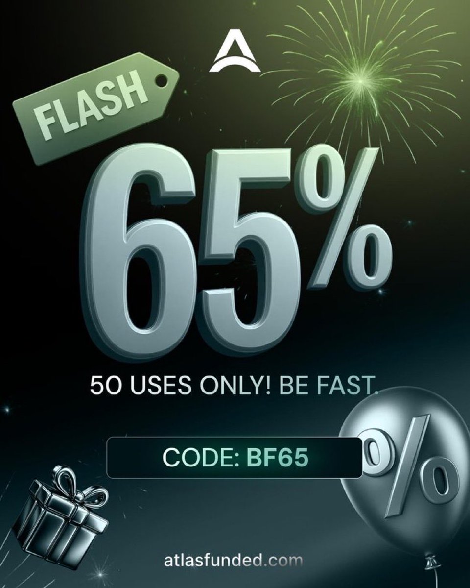 BF65 expires today.
Only a few redemptions left.

If you’ve been waiting to grab a challenge, this is your final window.

Once the remaining uses are gone, that’s it.

Use code BF65 at checkout → checkout.atlasfunded.com