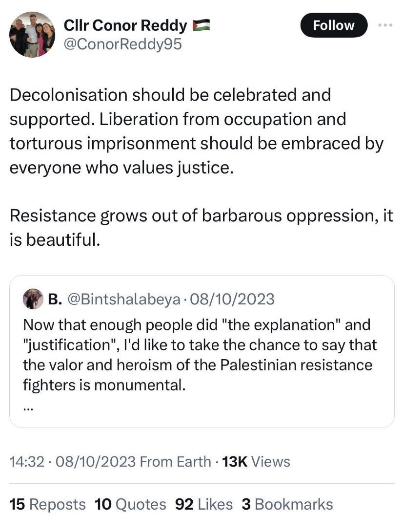 The lad who is pushing the renaming of Herzog park in Dublin, is PBP councillor Conor Reddy. 

He loves Hamas and celebrated October 7th.

There is no 'perception' of antisemitism in Ireland. There IS antisemitism in Ireland <a href="/DanMulhall/">Daniel Mulhall</a>