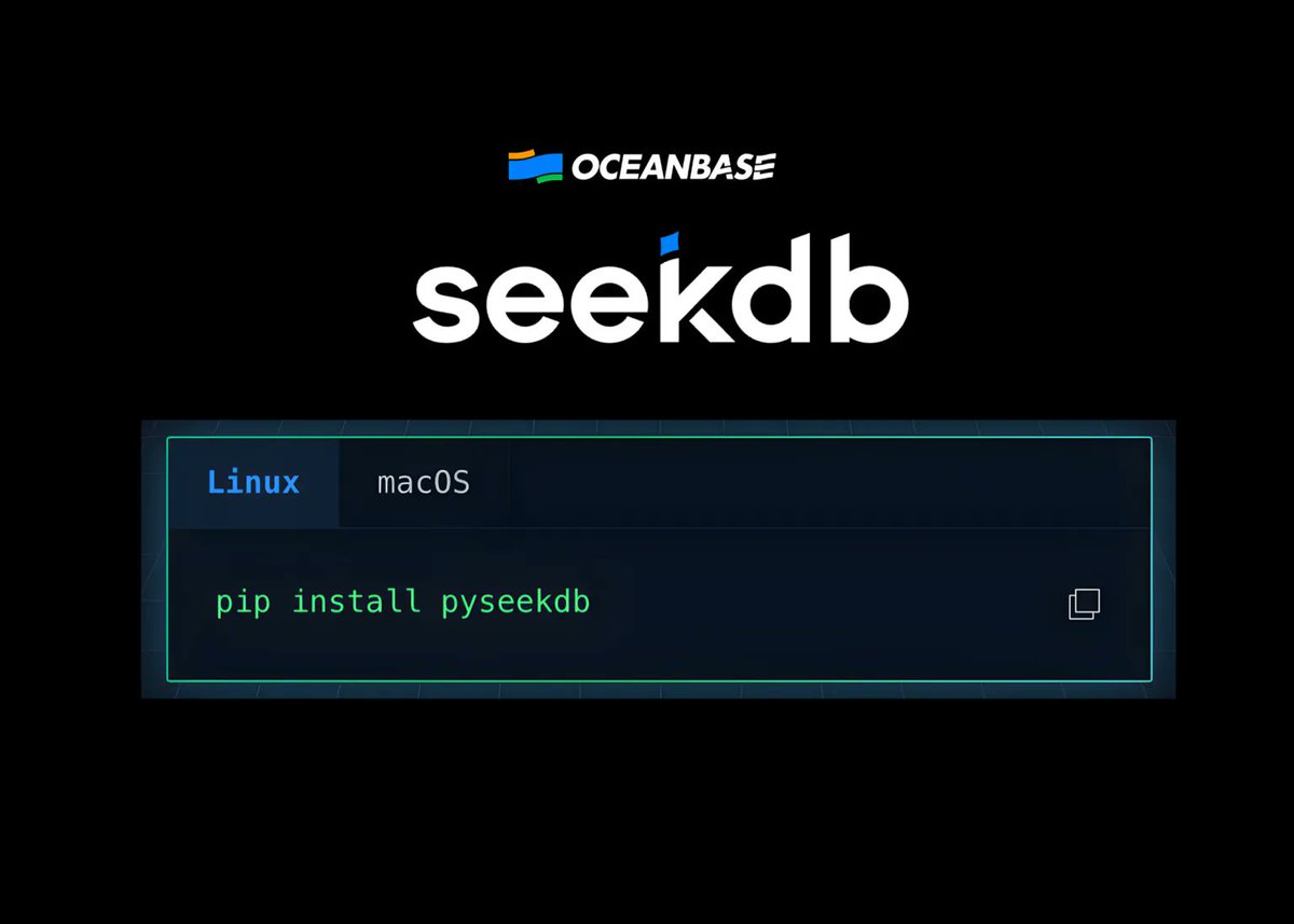 elhackernet's tweet image. OceanBase presenta seekdb: una base de datos de búsqueda híbrida, nativa de IA y de código abierto para agentes RAG y de IA de múltiples modelos

Unifica datos vectoriales, de texto, estructurados y semiestructurados en un único motor
github.com/oceanbase/seek…