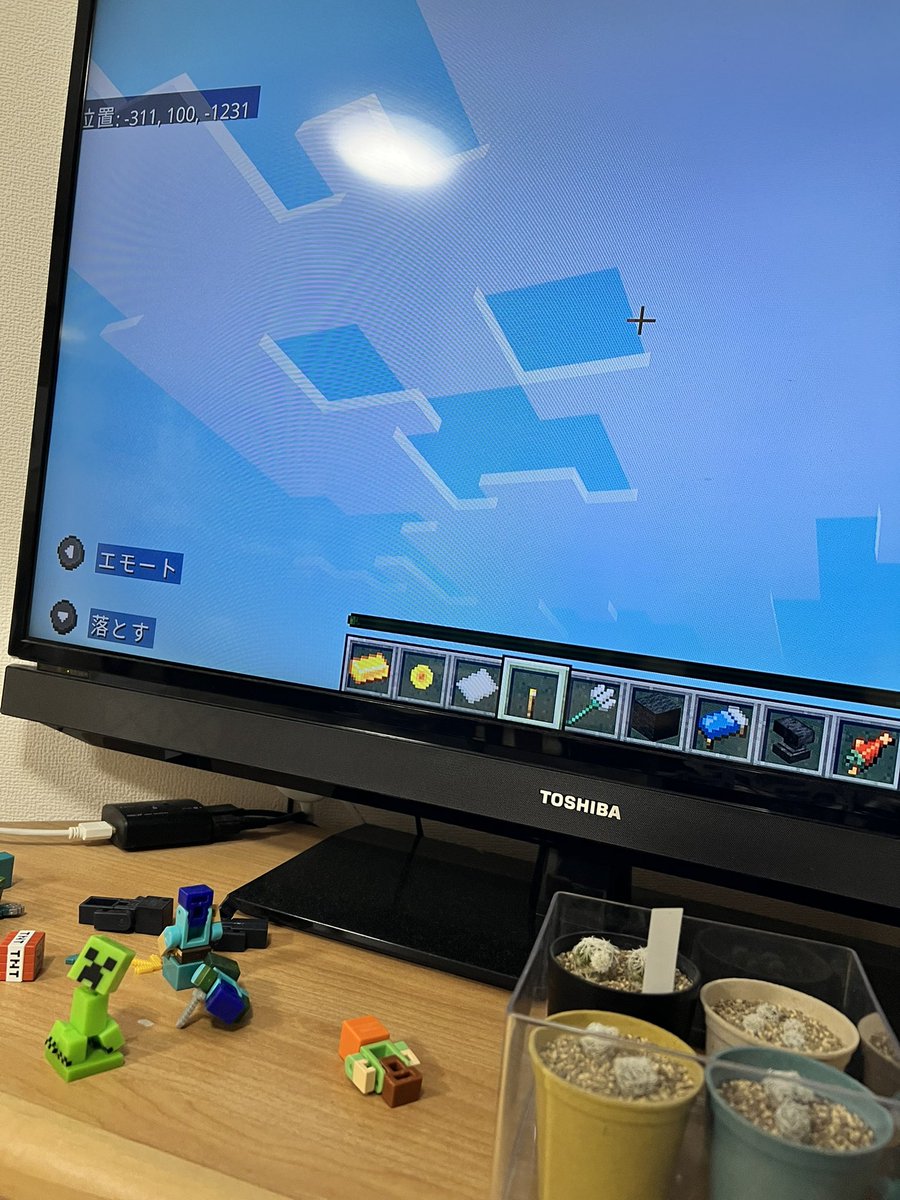 息子とマイクラしてたら「空にクリーパーがいる！」
と叫んだ後爆笑してた。
隠し要素が何か？こんな綺麗に出る事ある？