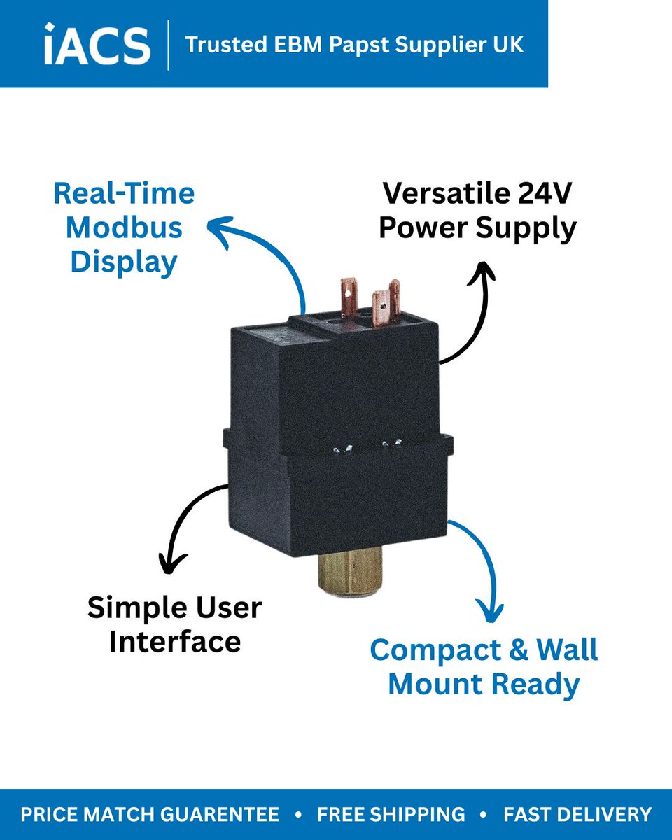 iac_systems's tweet image. Take control of fan performance with refrigerant pressure.
The EBM Papst Pressure Controller
✅ Real-time Modbus display
✅ 24V operation
✅ Wall mount ready

Now available via iACS ➡️ i-acs.co.uk/store/40101-4-…

#HVAC #FanControl #Modbus #iACS #BuildingControls