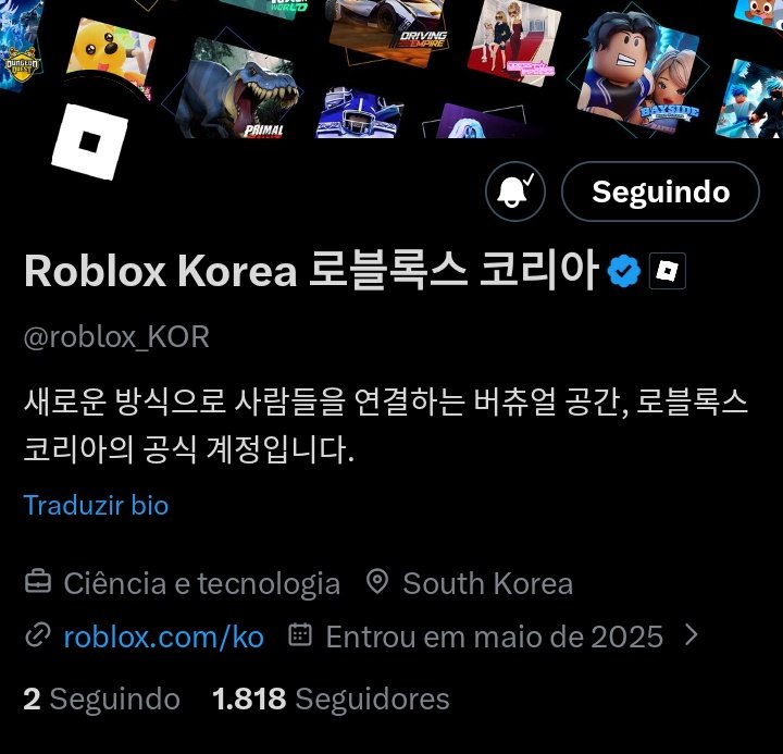 Roblox_NewsX's tweet image. 🔎 Curiosidade Roblox

A conta oficial coreana da Roblox, @roblox_KOR, teria ultrapassado recentemente a conta oficial de Taiwan, @roblox_tw, em número de seguidores. O crescimento reflete a forte expansão do Roblox na Coreia do Sul e o engajamento cada vez maior da comunidade…