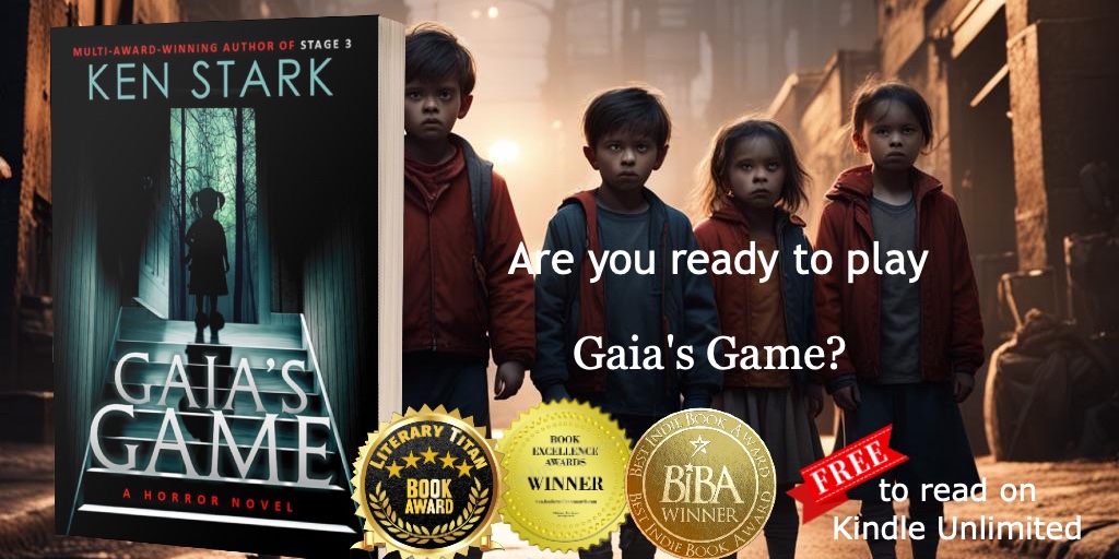 Humans had always been too good at killing. They defended themselves too well.
So Gaia upped the ante.

GAIA'S GAME
getbook.at/gaiasgame

FREE on Kindle Unlimited

Also on #audible

#FREE #KindleUnlimited #audiobooks #horror #mustread #murder #thriller #mystery #audiobook