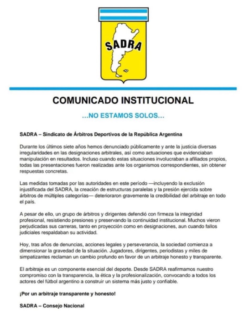 #FueraTapia comunicado del SADRA.