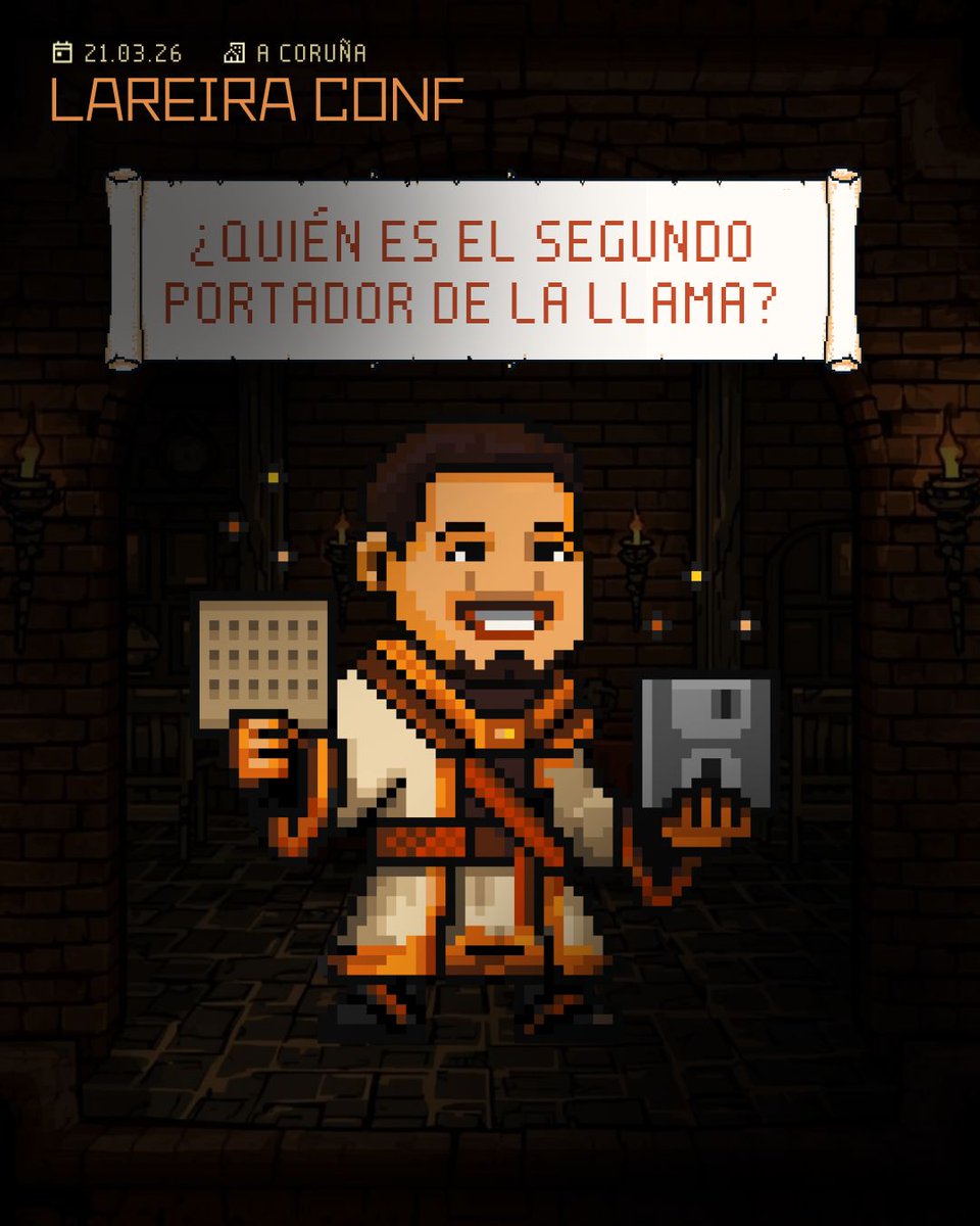 Este Portador de la Llama es difícil, pero no imposible.
¿Quién es?
Te daremos una pista: 
Cacharrada, ordenadores antiguos, tarjetas perforadas, diskettes…

¿Lo sabes? 
¡Déjanos un comentario!

🔥 #LareiraConf26 
🏹 lareiraconf.es
⚔️ 21.03.26 
🛡 A #Coruña