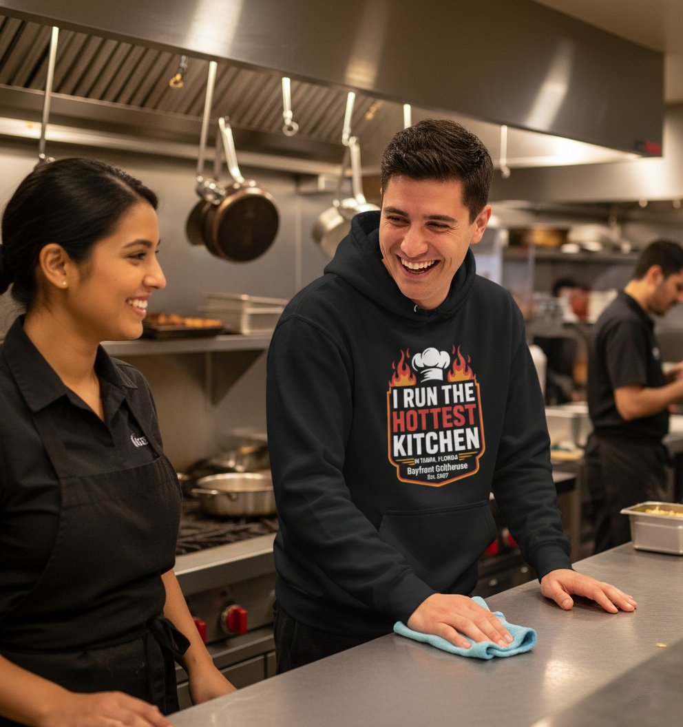 EasyCustomShop's tweet photo. For chefs, cooks &amp; restaurant crews who bring the heat.
Customize with your city, restaurant name &amp; est. year. Perfect for kitchens across the US. 👨‍🍳🔥
#ChefLife #RestaurantStaff #KitchenCrew #ChefApparel #CustomUniforms #FoodService #LineCookLife #KitchenHustle #ChefMerch https://t.co/UuTtKkO32q