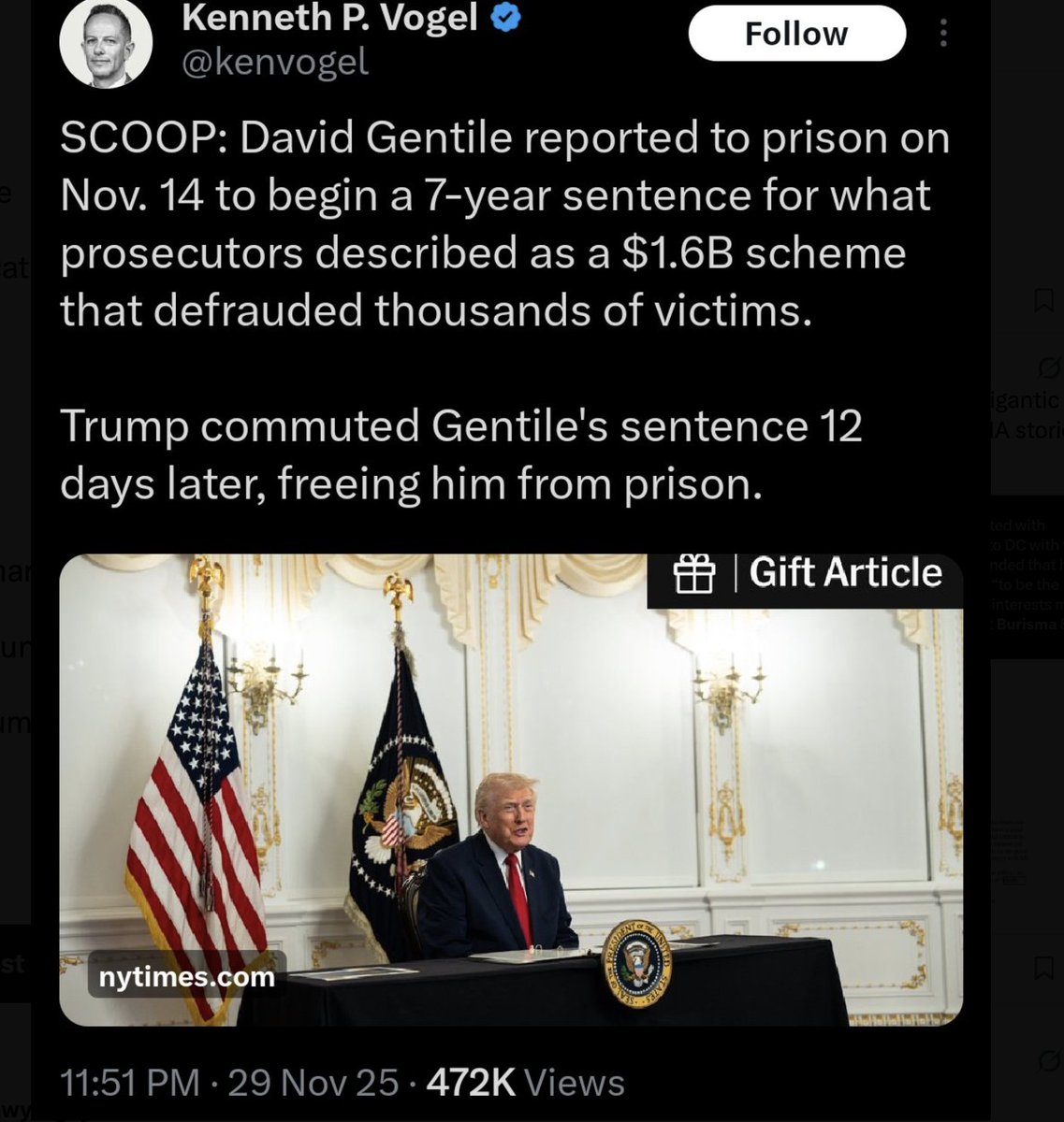 scarylawyerguy's tweet image. The most underreported aspect of these pardon stories is the screw you it sends to law enforcement - cases like this take FOREVER to put together with FBI agents and AUSAs working long long hours to get a conviction only to see Trump erase all that with the stroke of a pen.