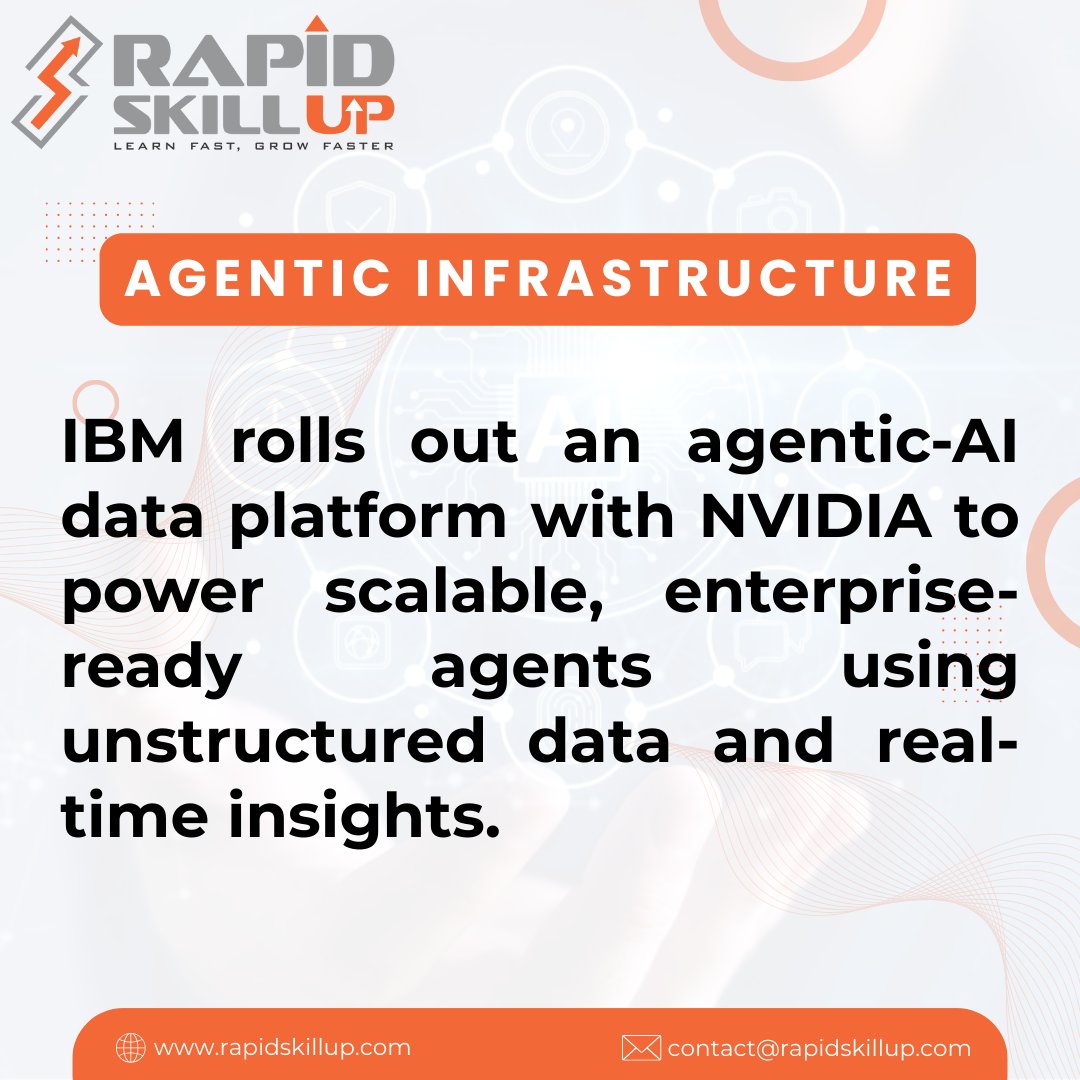 rapidskillup's tweet image. IBM Fusion has integrated NVIDIA’s AI Data Platform, enabling large-scale agentic AI workloads that can process unstructured data for real-time decision-making. 

#EnterpriseAI #AgenticAI #AIInfrastructure #AIGovernance