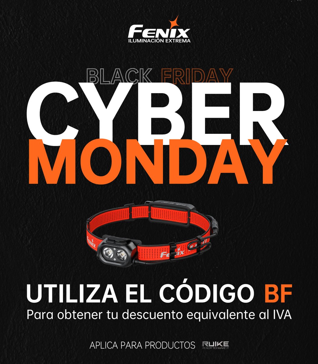 FenixLinternas's tweet image. ⚡ ¡#CyberMonday en Fenix!
Aprovechad descuentos en linternas tácticas, frontales y más. 🎁 Regalad potencia, calidad y tecnología.
🛒 fenixlinternas.com