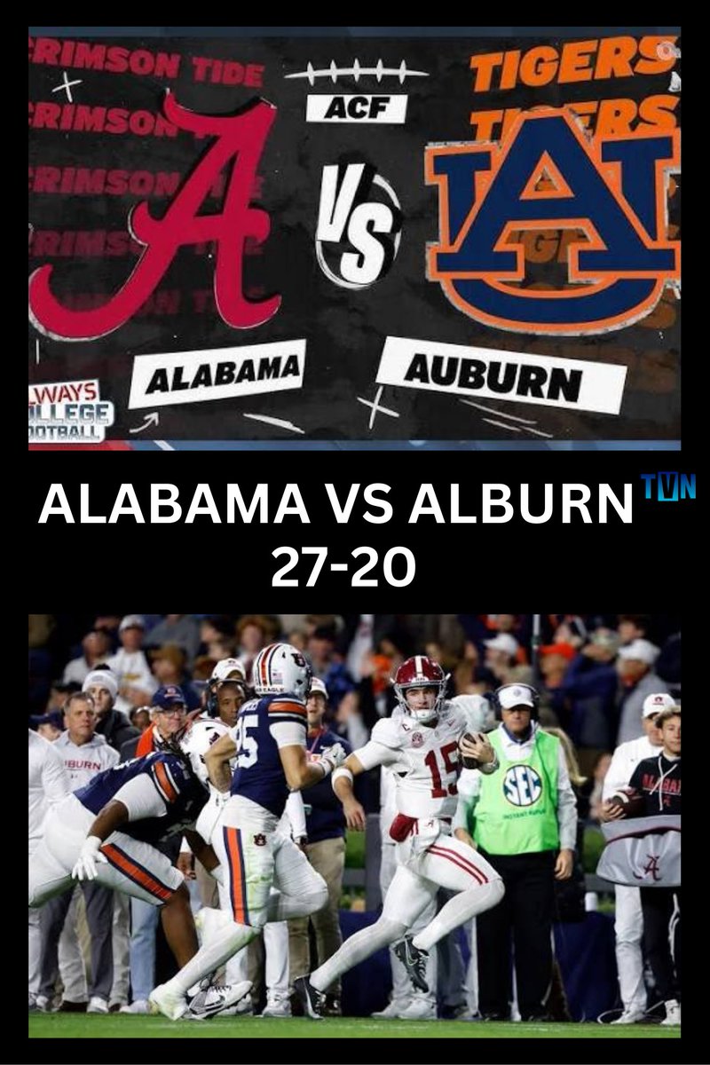 thetvn_'s tweet photo. Alabama played Auburn last night in the Iron bowl. Alabama beat Auburn 27-20. Did you watch this game? #TVN #WhereMediaBegins #Collegefootball https://t.co/XnzYDo74uV
