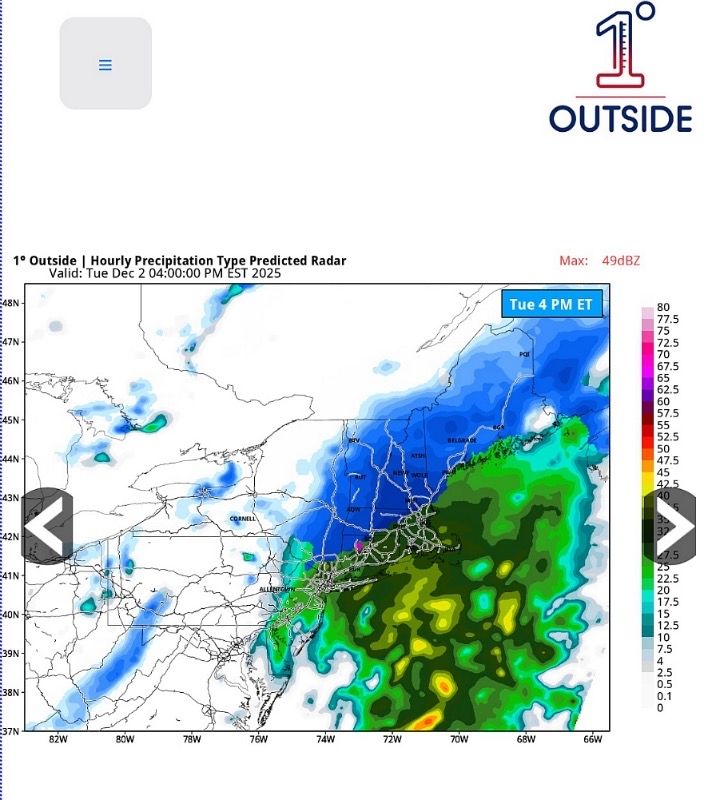mattnoyes's tweet image. 1°Outside Prediction System shows “game on” for many Tue so a couple big forecast days ahead Sun/Mon - we’ll post Insights video/web article public product later today, issue private partner forecast updates &amp;amp; also member pre-storm livestream. See comments for access.