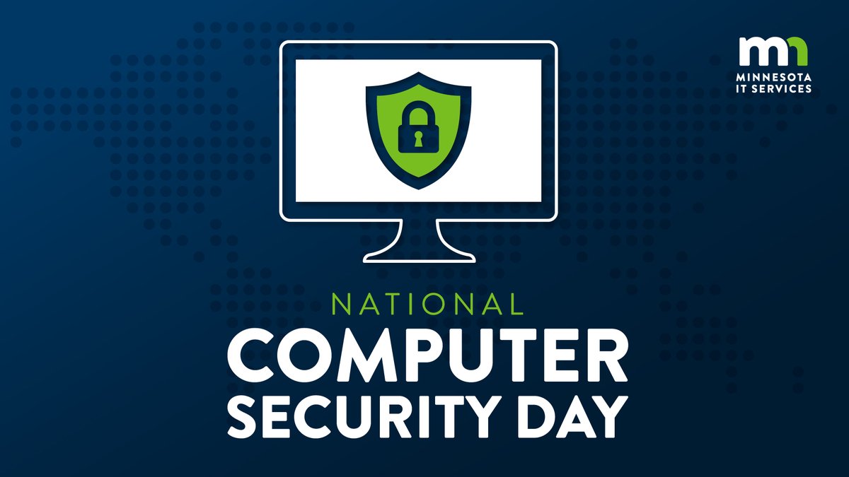 MNIT_Services's tweet image. Five quick tips for National Computer Security Day:

- Use strong passwords
- Turn on multi-factor authentication
- Beware of phishing attempts
- Update software
- Follow public WiFi safe practices

Read more: mn.pulse.ly/jibov4q3js
#NationalComputerSecurityDay #ComputerSecurity