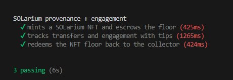 UPDATE:

The SOLarium beta is complete and will be going live on Devnet soon.

The SOLswap beta is nearly finished, with the backend already running smoothly on Devnet.