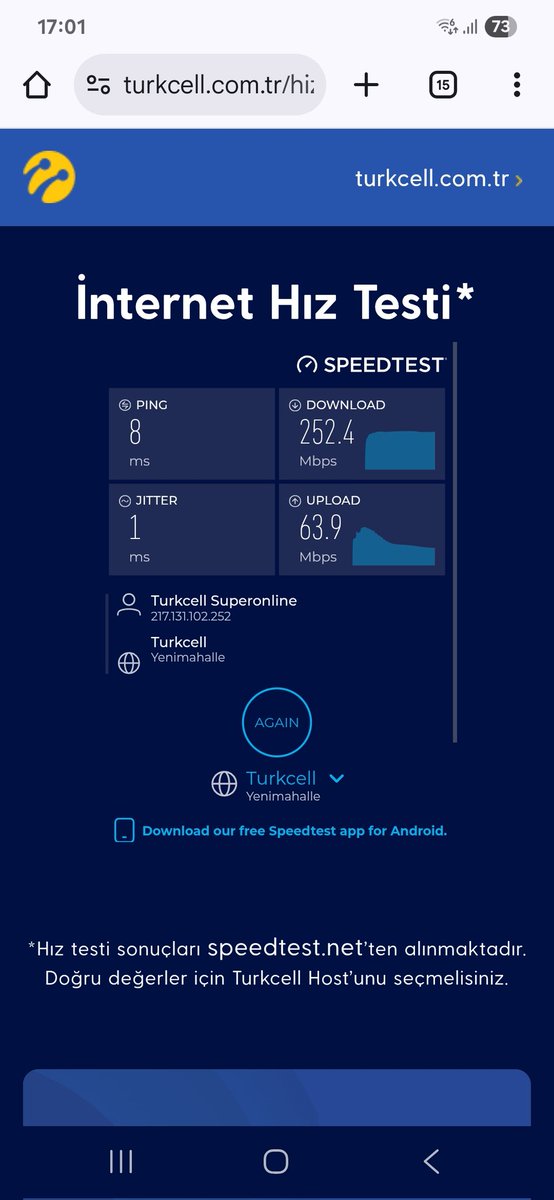 1_sabri's tweet photo. @Turkcell 1000 mbps ödemesi alıp, mevcut İnternet hızı için bir açıklama rica ediyorum sizden. https://t.co/AiAnXWOfhG