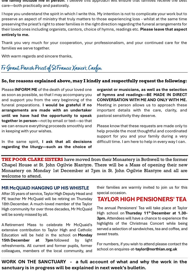 Newsletter for The First Sunday of Advent.