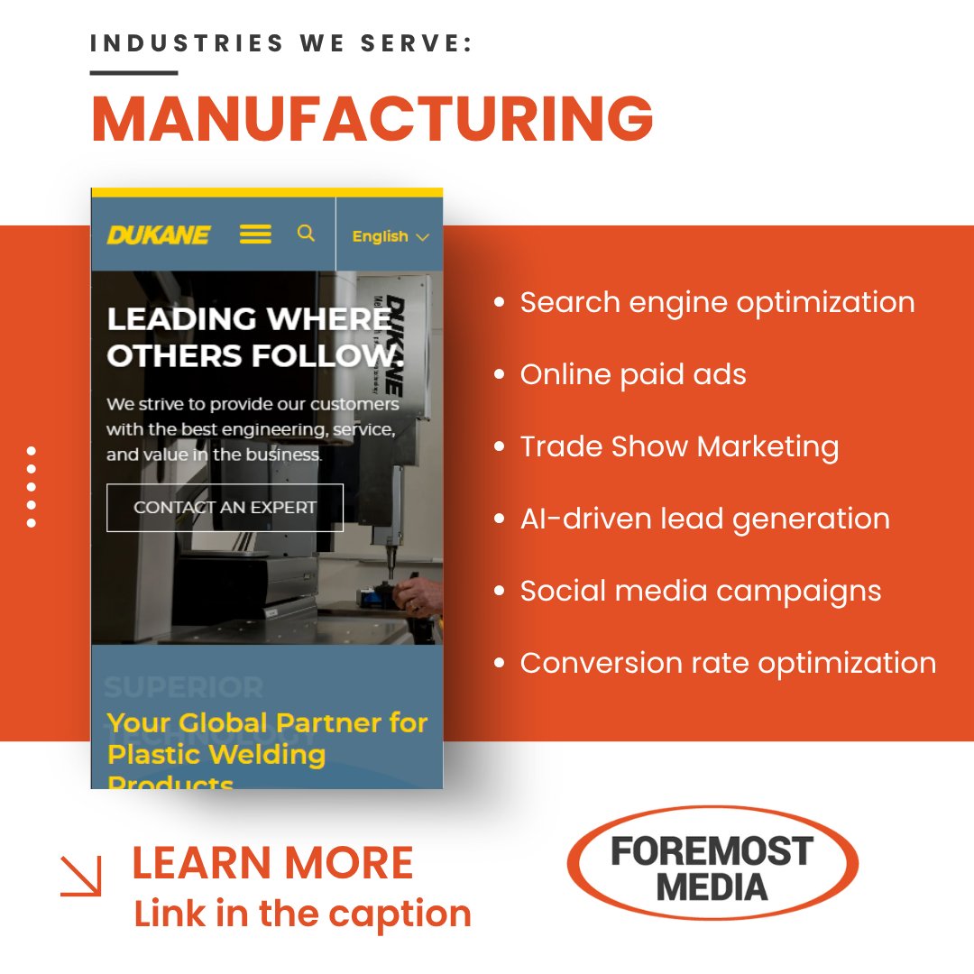 Manufacturers need more than good looks—speed, clarity, and conversion power are non-negotiable. See how we engineer websites that drive results:

🔗 foremostmedia.com/industries/man…