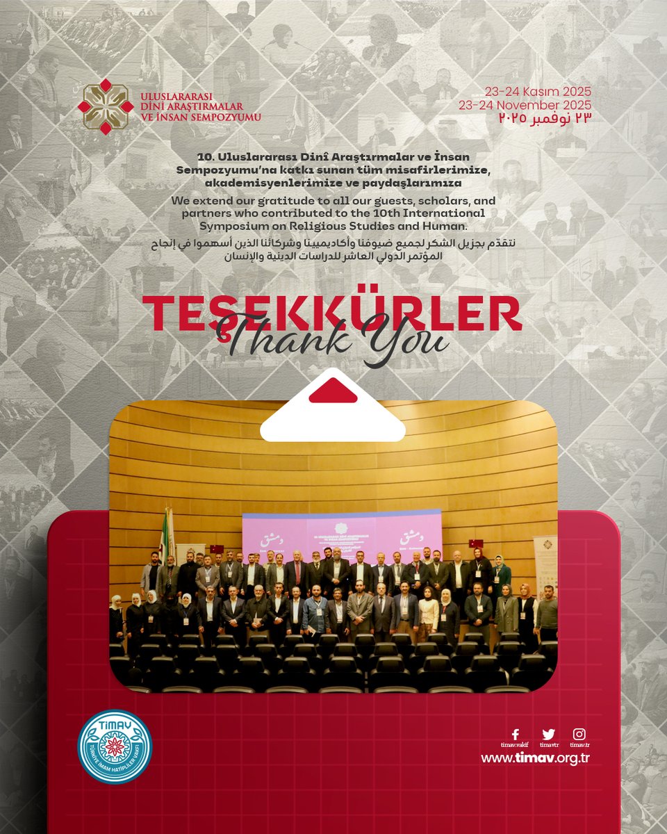 10. Uluslararası Dinî Araştırmalar ve İnsan Sempozyumu’na katkı sunan tüm misafirlerimize, akademisyenlerimize ve paydaşlarımıza teşekkür ederiz.

We thank all our guests, scholars, and partners who contributed to the 10th International Symposium on Religious Studies and Human.
