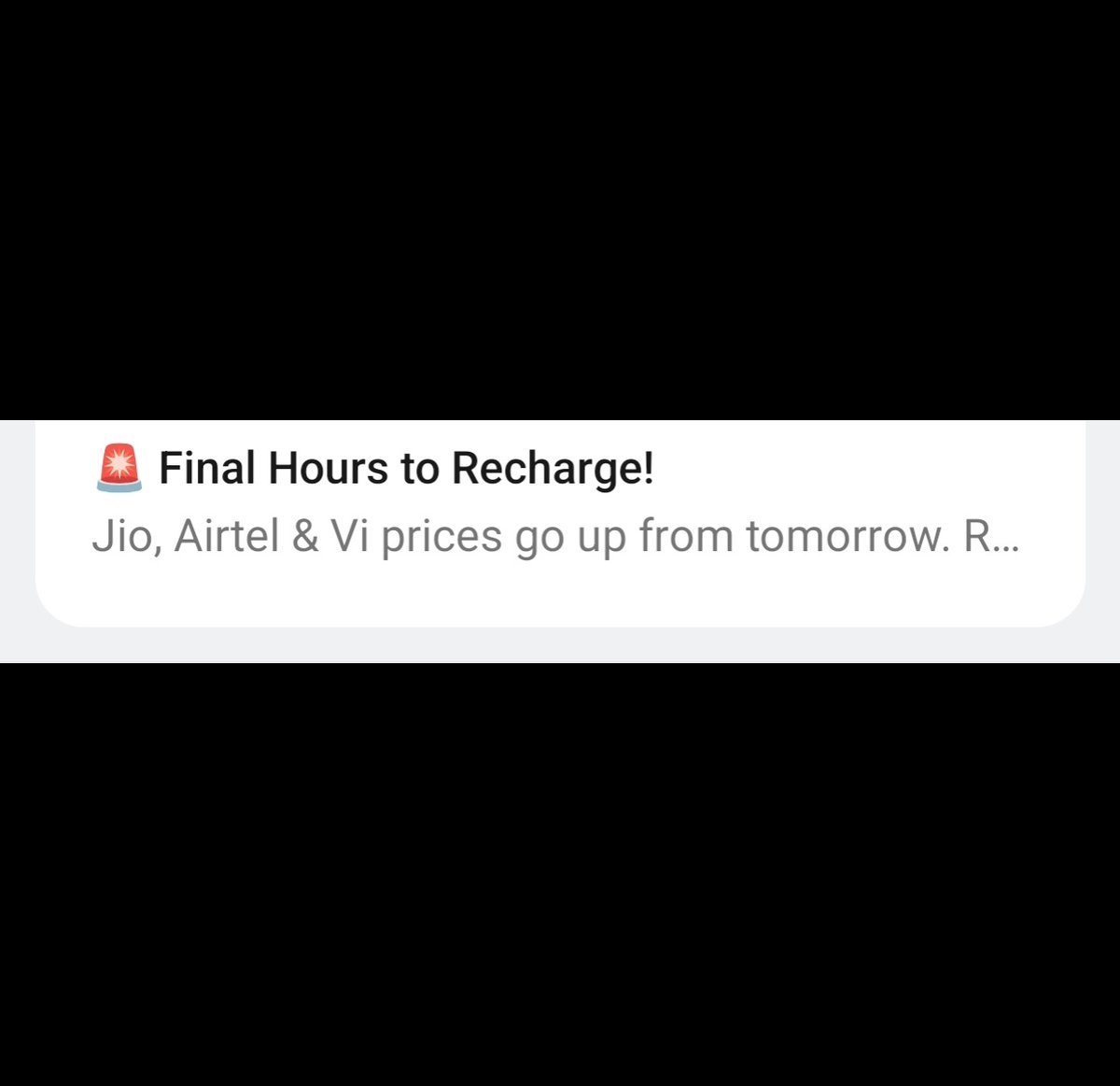 yabhishekhd's tweet image. There’s still no official announcement about a price hike, but many finance/payment apps are already notifying users about it.

Does anyone here know if telecom operators are really going to increase prices starting tomorrow?

This might be true because Jio did something similar…