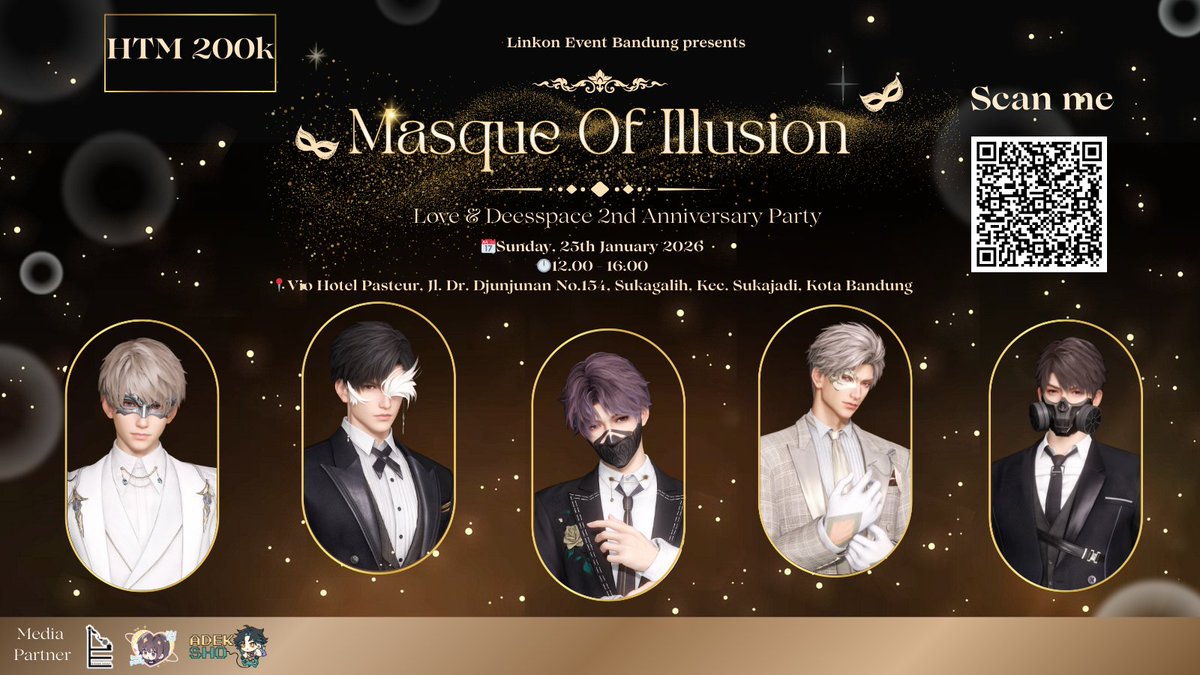 Linkon_event's tweet photo. A masquerade ball
Unmasking memories at the "Masque of Illusion"
- Celebrating 2 Years of LADS by @Linkon_event Bandung-
SAVE THE DATE :
📅Sunday, 25th January 2026
🕛12.00 -16.00
📍Vio Hotel Pasteur,Jl. Dr.Djunjunan No.154
Registration:
Scan or click https://t.co/HxyE345CaF https://t.co/WpHmYp4Luf