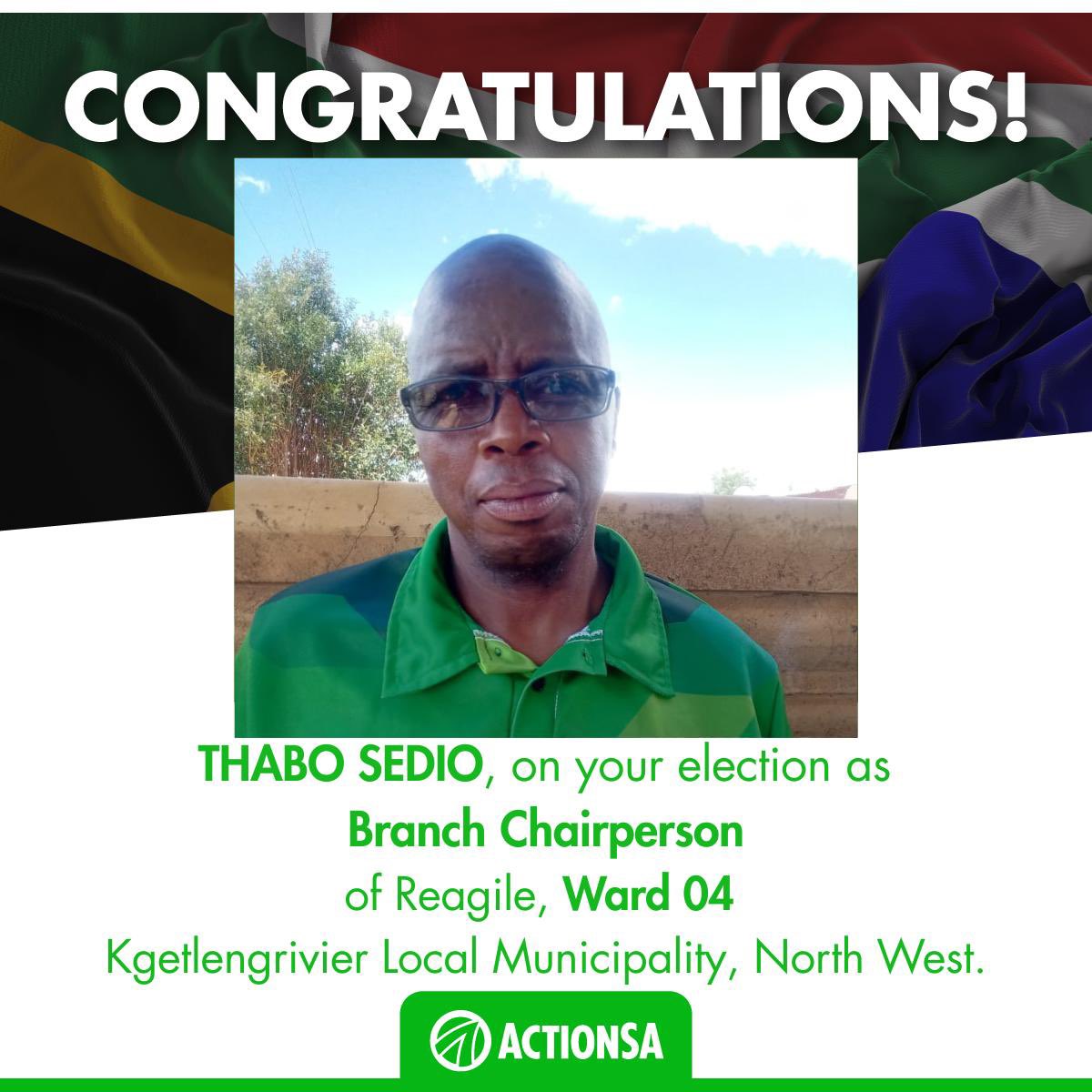 🎉Big congratulations to Edwin Monthato on being elected branch chairperson of Ward 5 &amp; Thabo Sedio for Ward 4 in Reagile Ketlengrivier LM! Together, they're ready to fix KgetlengLM &amp; deliver essential services ahead of the 2026 LG election. We stand with you! #ReadyForAction