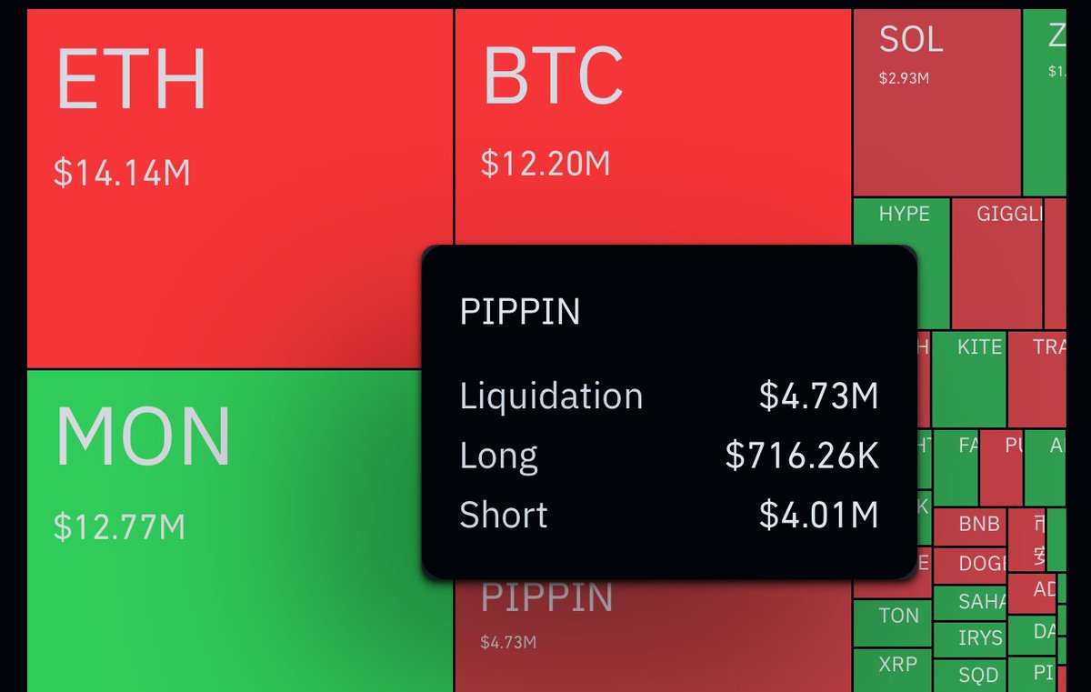 norraaabtc's tweet image. All SHORT positions on $PIPPIN have been liquidated! ⚠️💀
Trade carefully!
