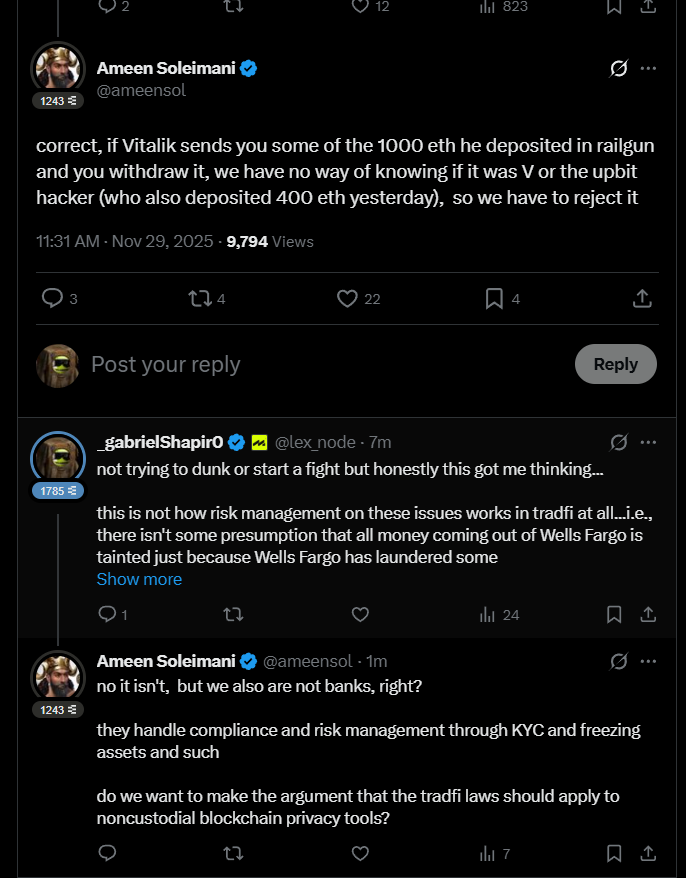 lex_node's tweet image. I&apos;m kind of confused on the policy and legal thinking that is going into privacy pools at this point

I&apos;m sure it&apos;s a me problem and not a them problem as they have great lawyers etc. , are thinking about this 24/7 and I am thinking about it for five minutes, etc. 

but the idea…