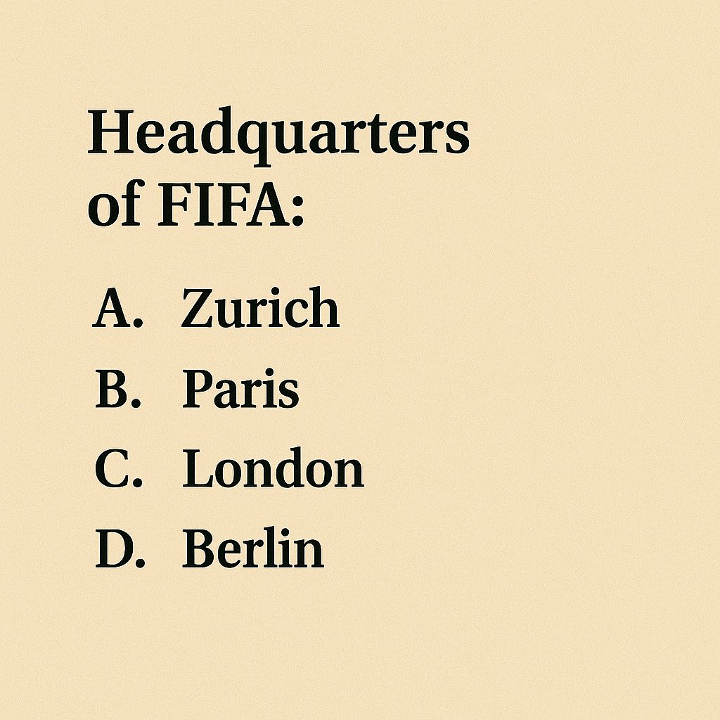 cematerial's tweet image. General Knowledge🔔🔔🔔:

Headquarters of FIFA:

#Generalknowledge #UPSC #SSC #RRB #CompetitiveExams #BPSC #UPSCPrelims2026
