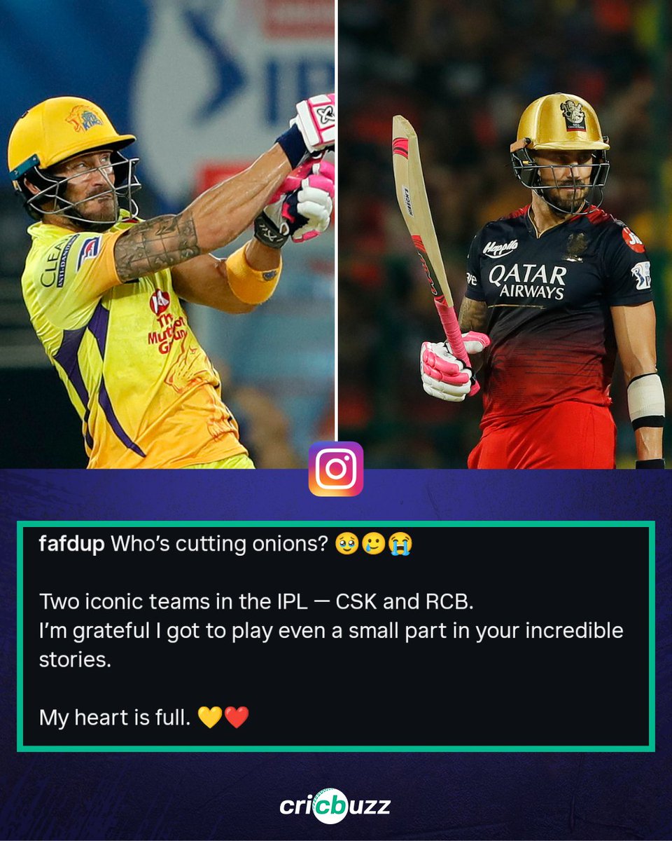 cricbuzz's tweet image. Faf du Plessis loves CSK &amp;amp; RCB  🥹