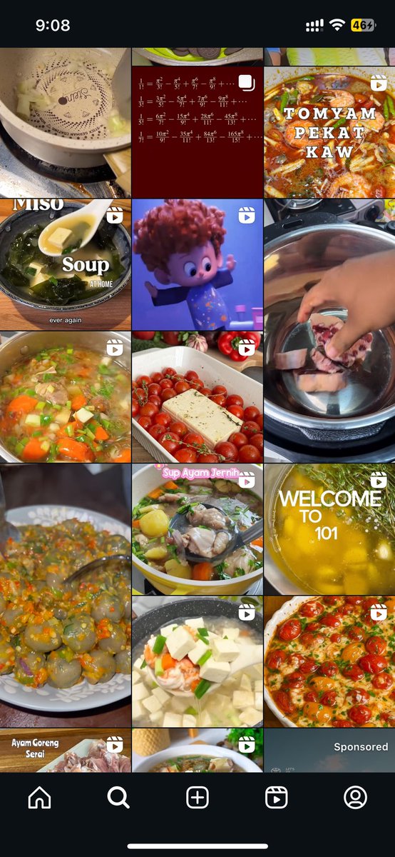 appendixx's tweet image. Kek tae, laper kosan ujan, stok mie abis, mau order gofood ga bisa top up. Tiba tiba explore ig makanan semua 😖👈🏻