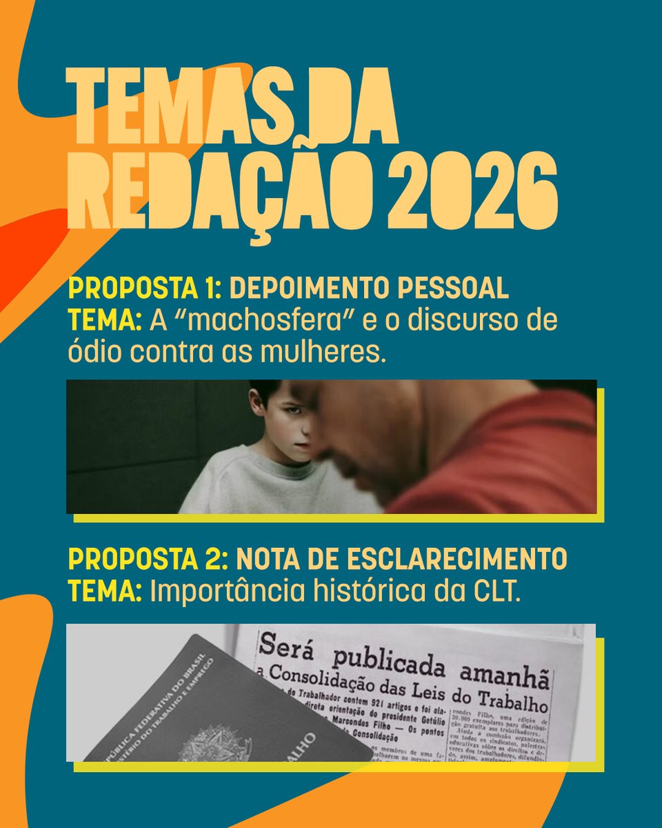 VestUnicamp's tweet image. E essas são as propostas da Prova de Redação do Vestibular Unicamp 2026! O que acharam?